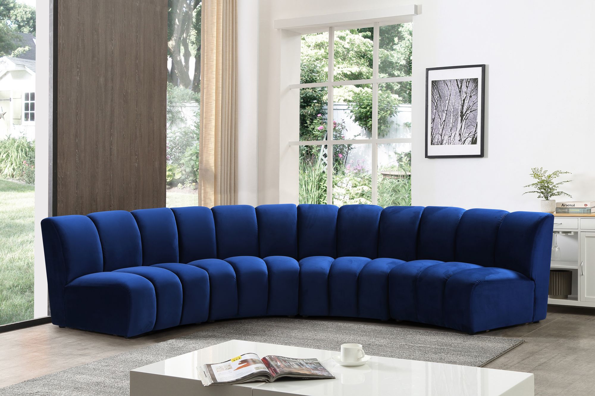 Infinity 148" 4-Piece Velvet Modular Sectional