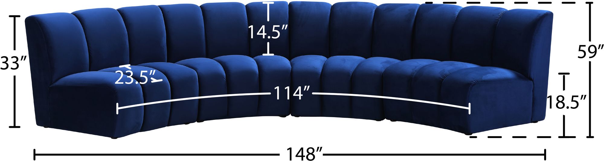 Infinity 148" 4-Piece Velvet Modular Sectional