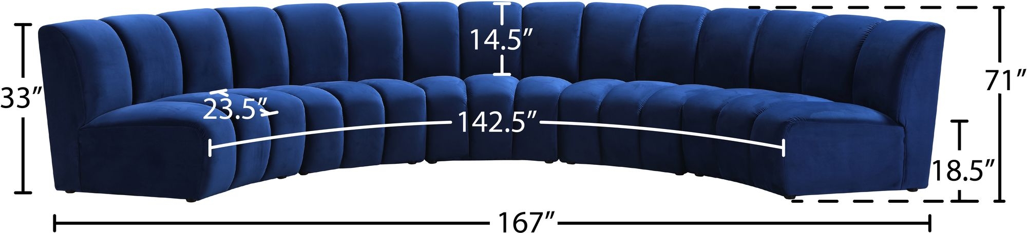 Infinity 167" 5-Piece Boucle Fabric Sectional Sofa