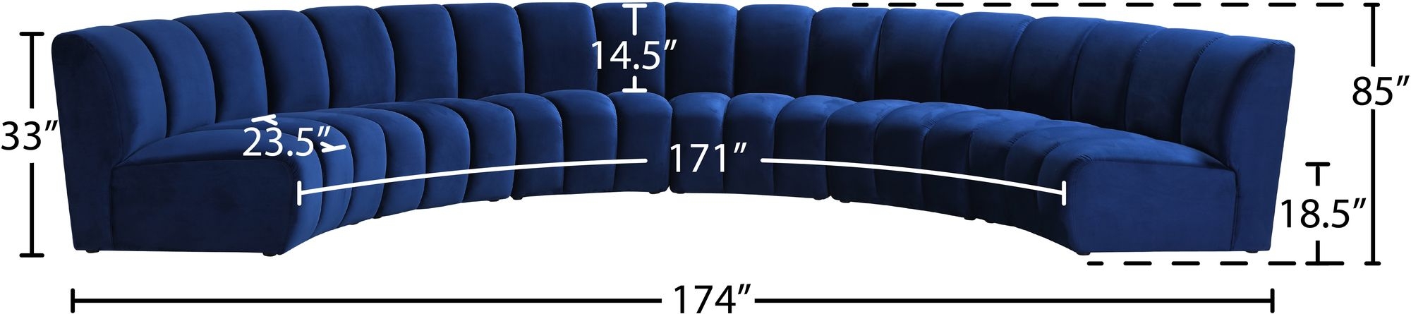 Infinity 174" 6-Piece Boucle Fabric Sectional Sofa