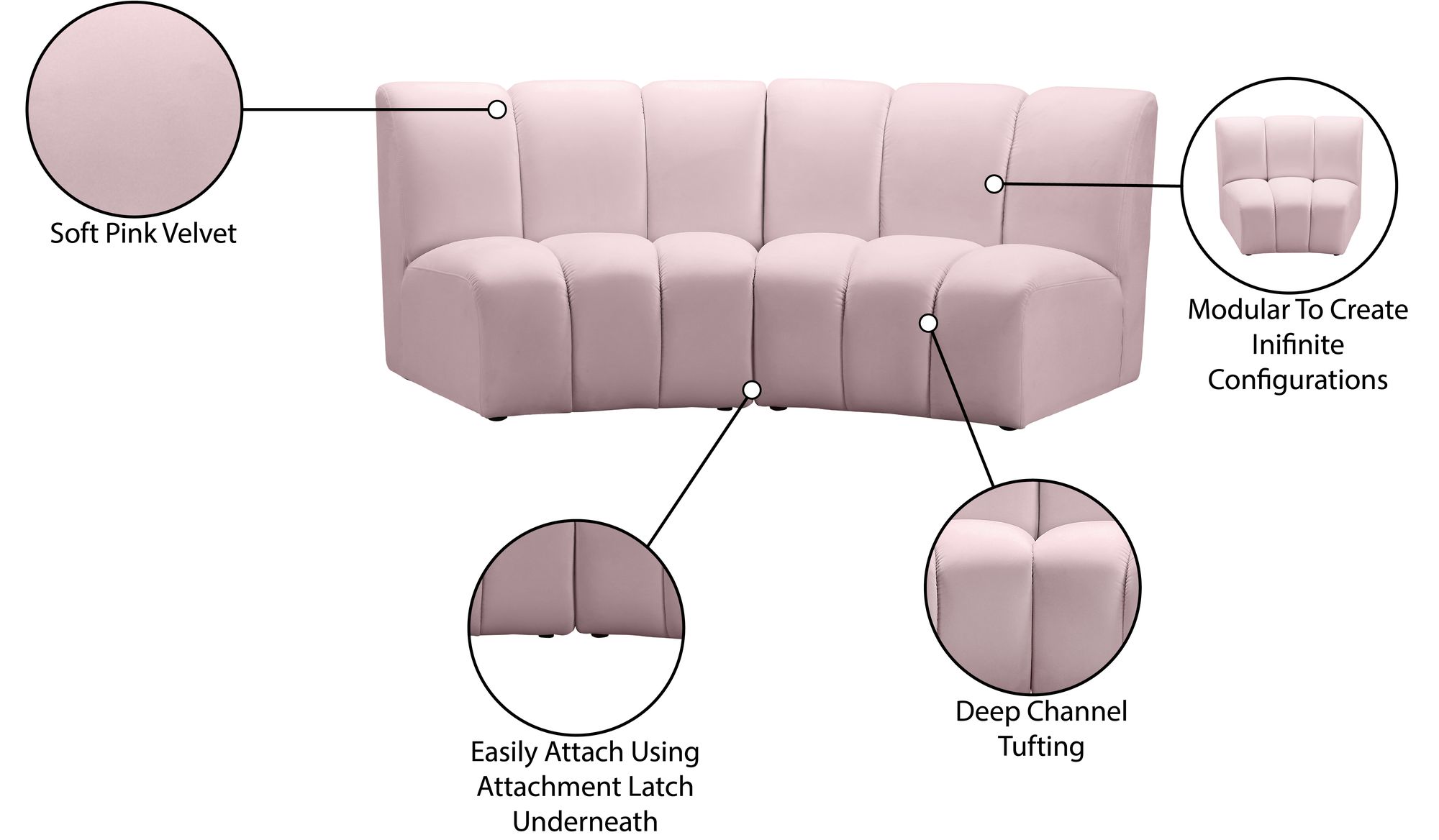 Infinity Velvet Modular Loveseat