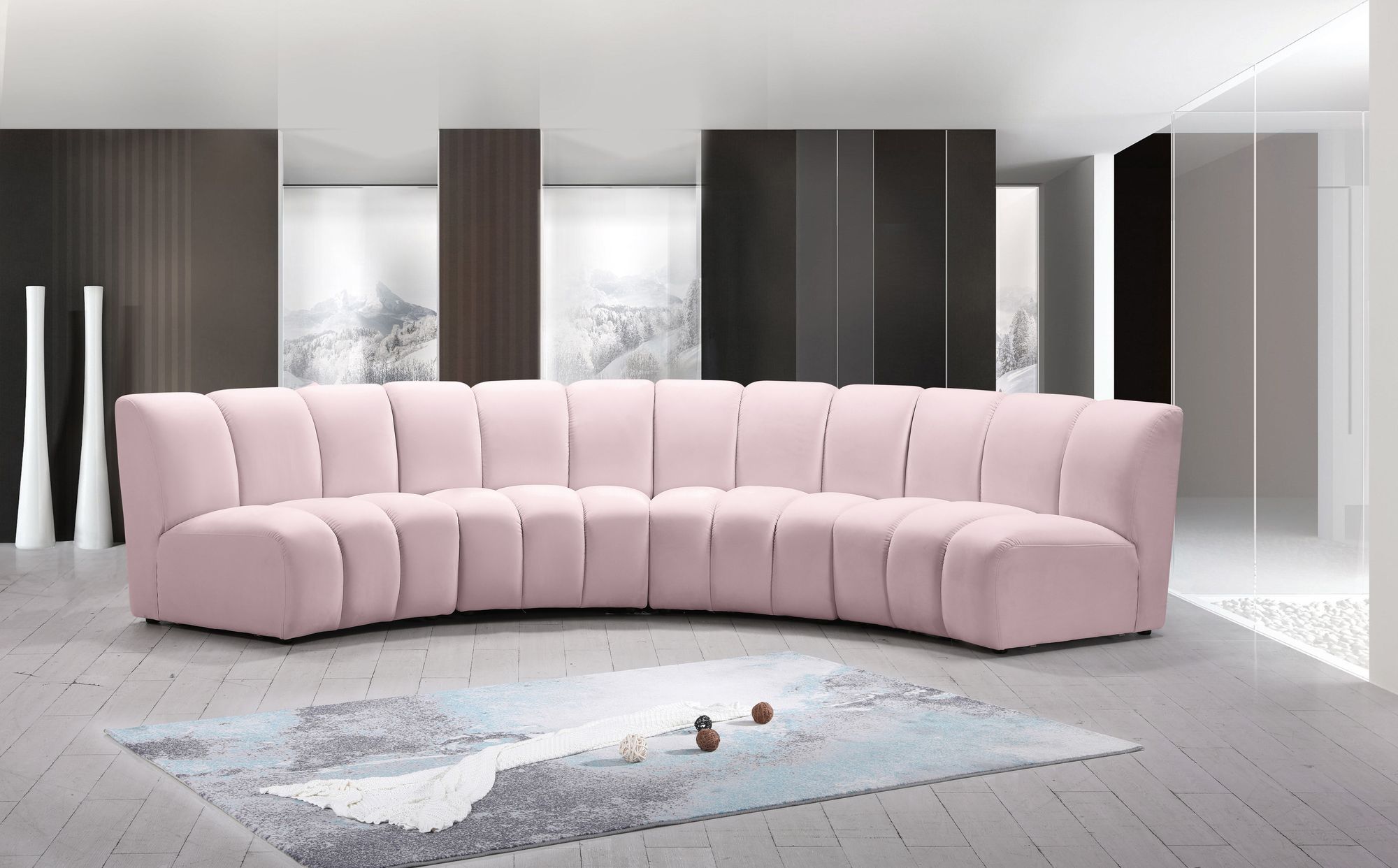 Infinity 148" 4-Piece Velvet Modular Sectional