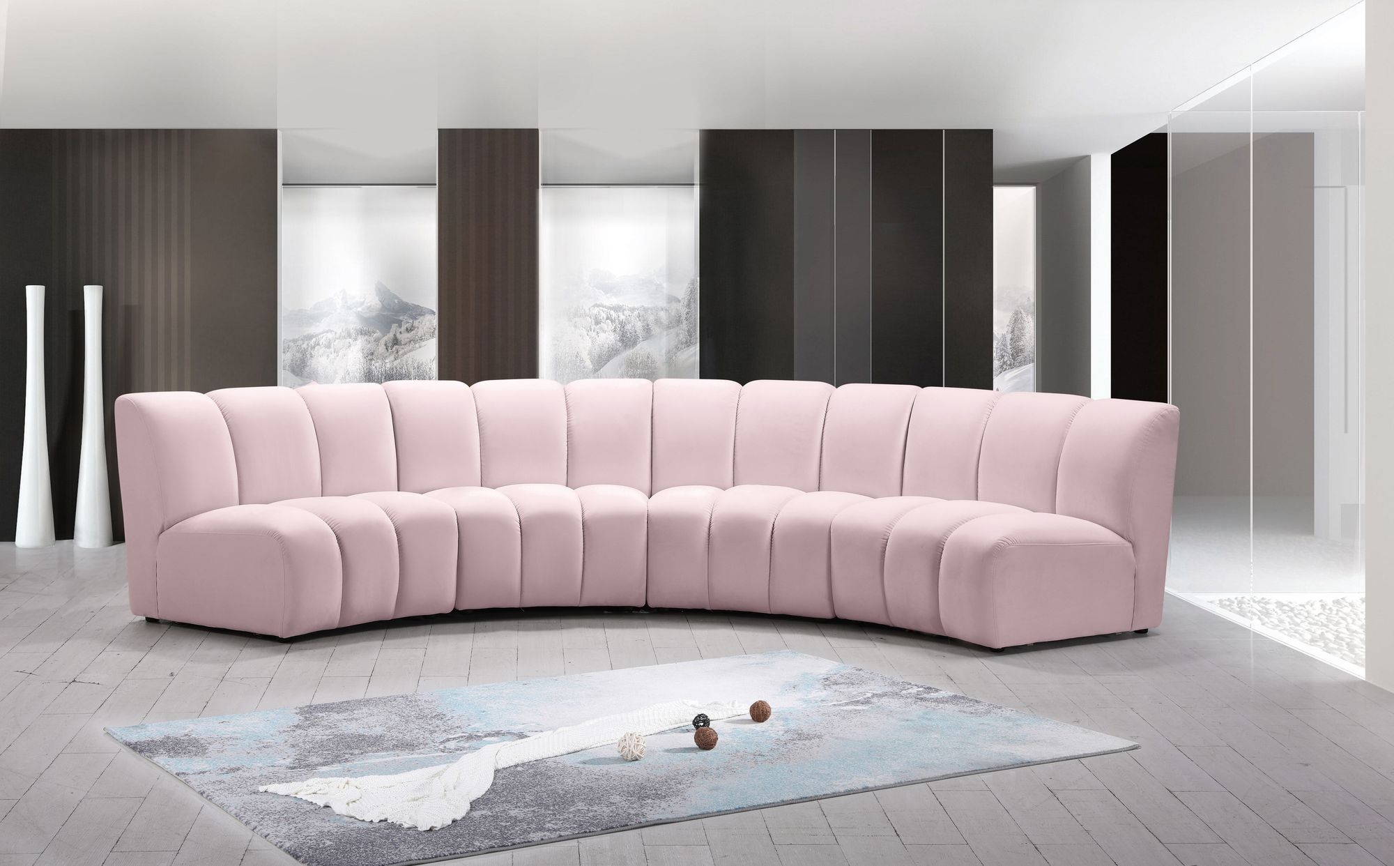 Infinity 148" 4-Piece Velvet Modular Sectional