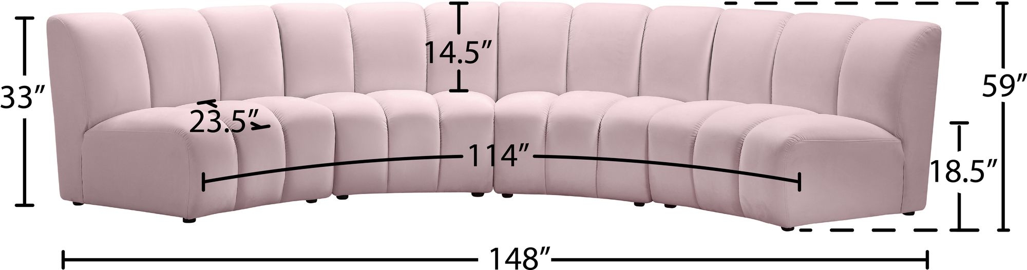 Infinity 148" 4-Piece Velvet Modular Sectional