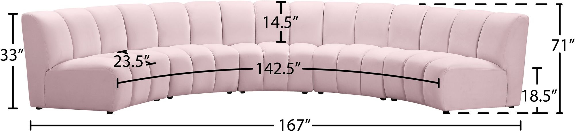 Infinity 167" 5-Piece Boucle Fabric Sectional Sofa