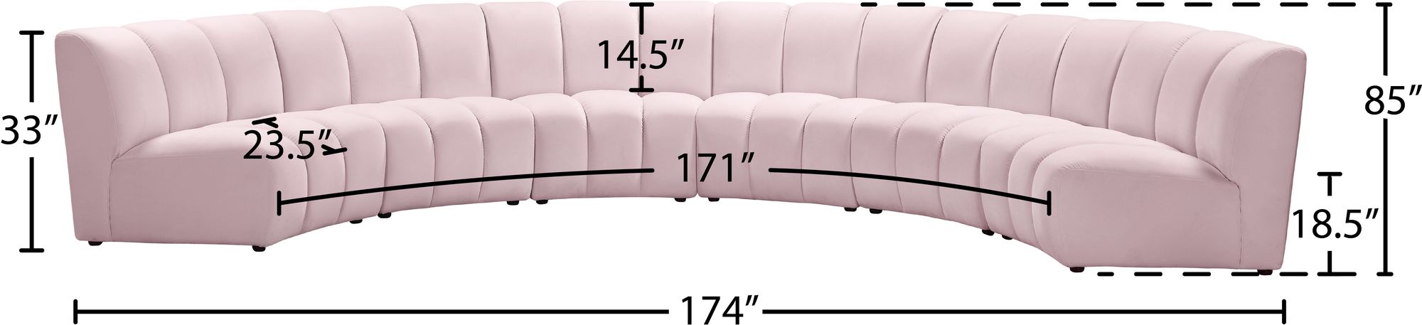 Infinity 174" 6-Piece Velvet Modular Sectional
