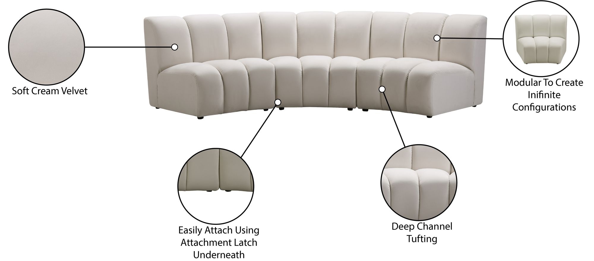 Infinity Velvet Modular Sofa