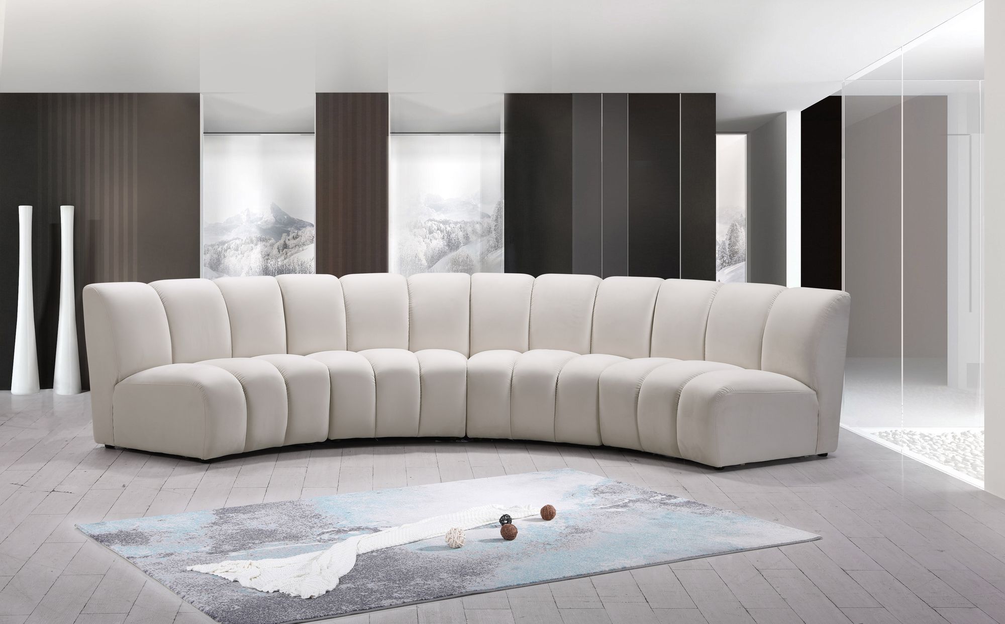 Infinity 148" 4-Piece Velvet Modular Sectional