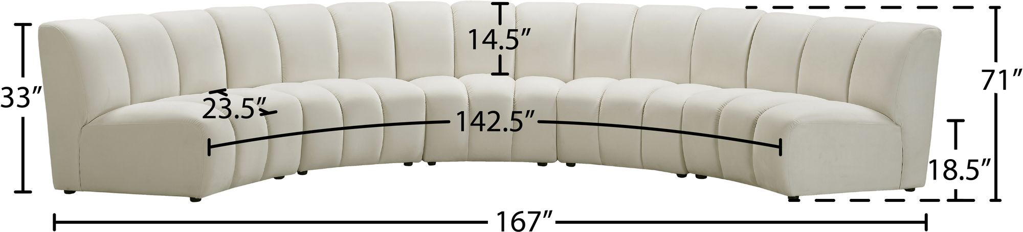 Infinity 167" 5-Piece Velvet Modular Sectional