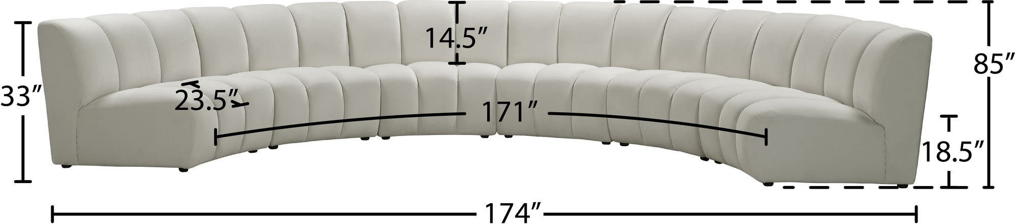 Infinity 174" 6-Piece Velvet Modular Sectional