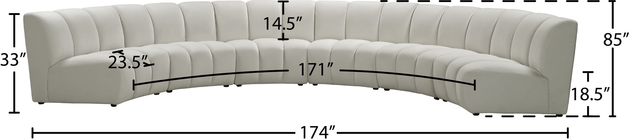 Infinity 174" 6-Piece Boucle Fabric Sectional Sofa
