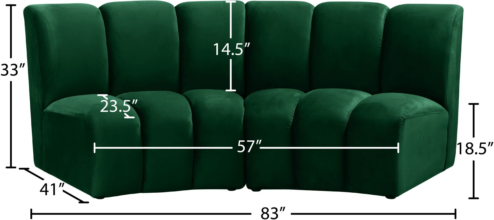 Infinity Velvet Modular Loveseat