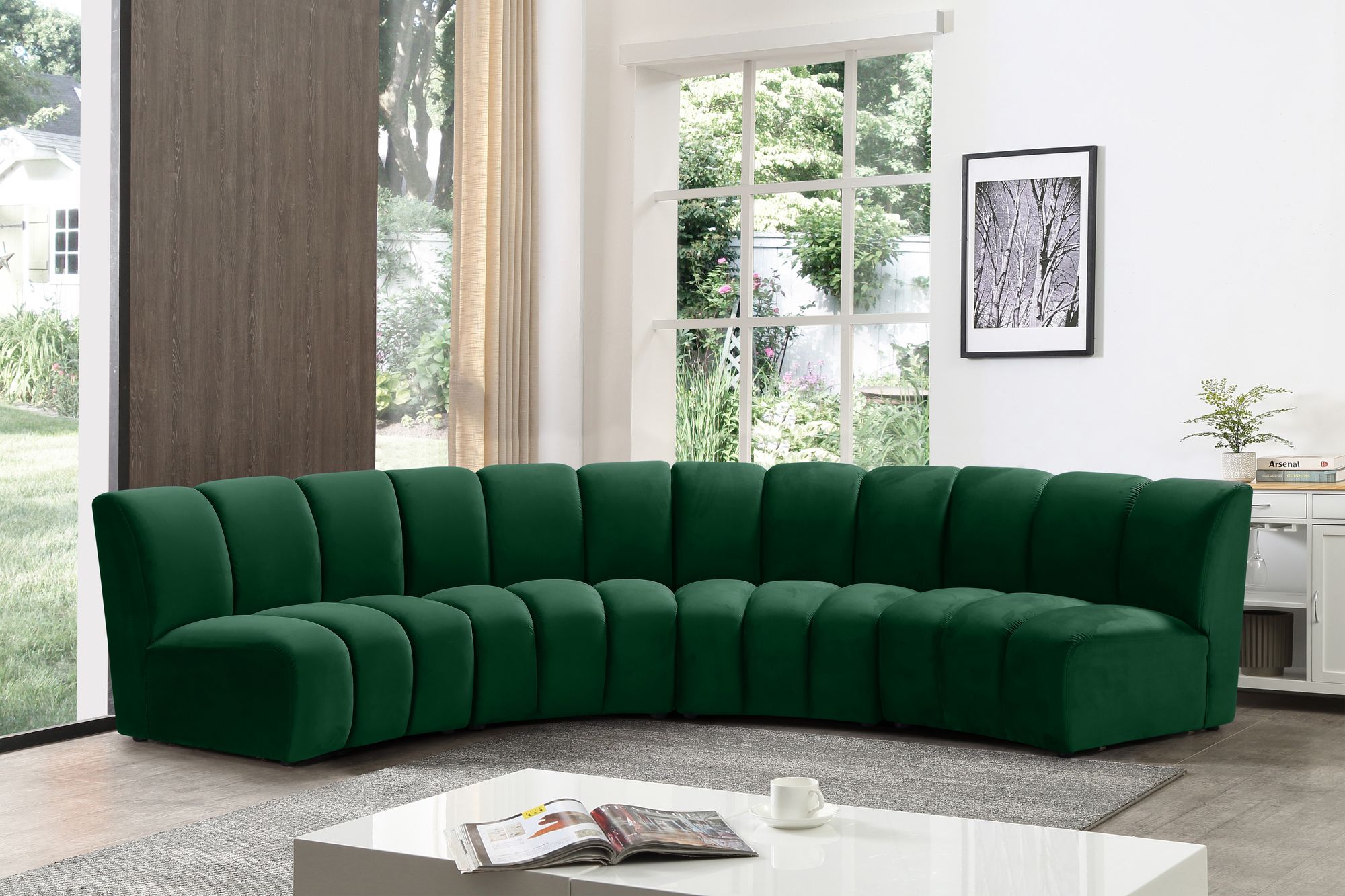 Infinity 148" 4-Piece Velvet Modular Sectional