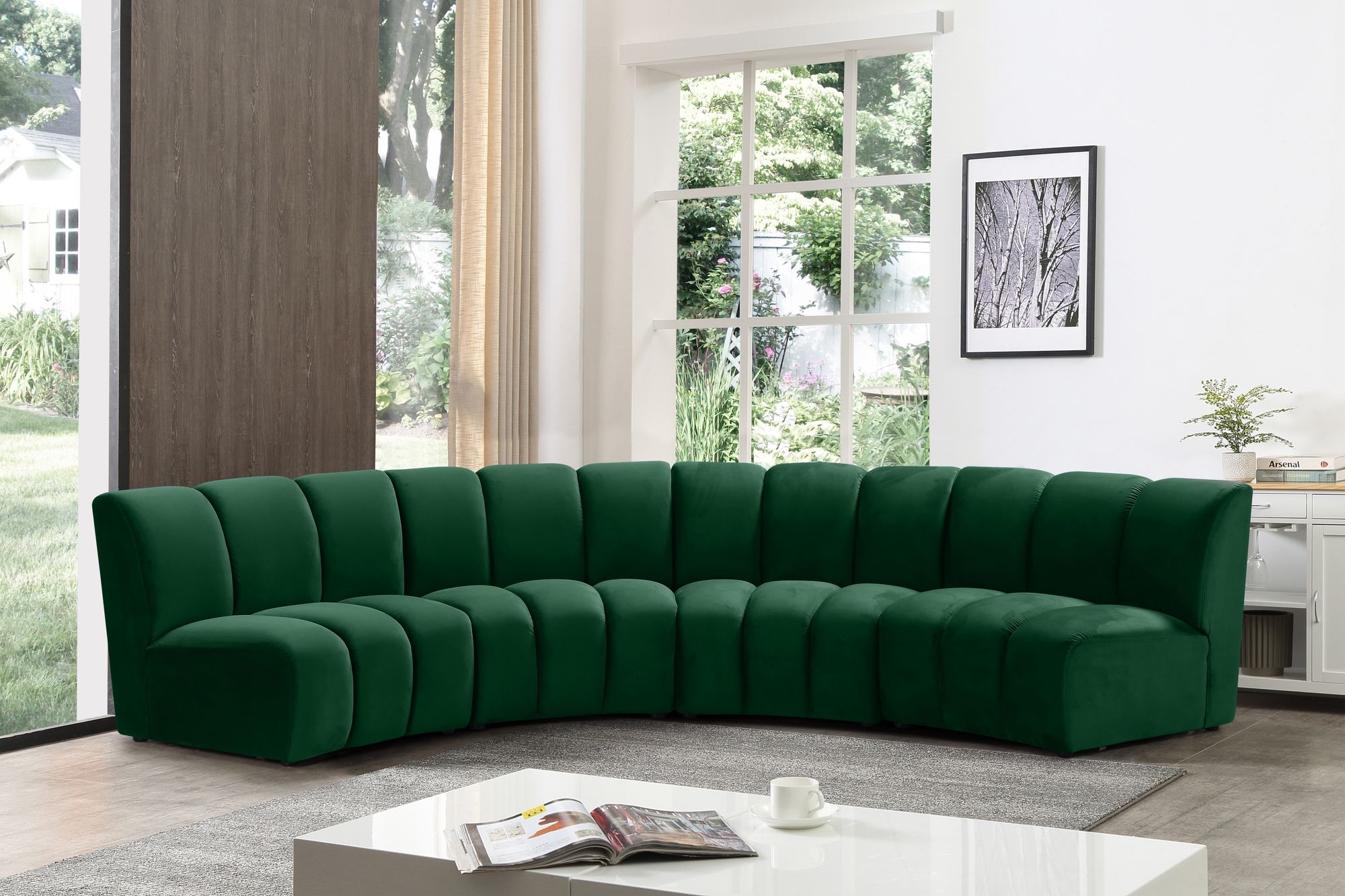 Infinity 148" 4-Piece Velvet Modular Sectional
