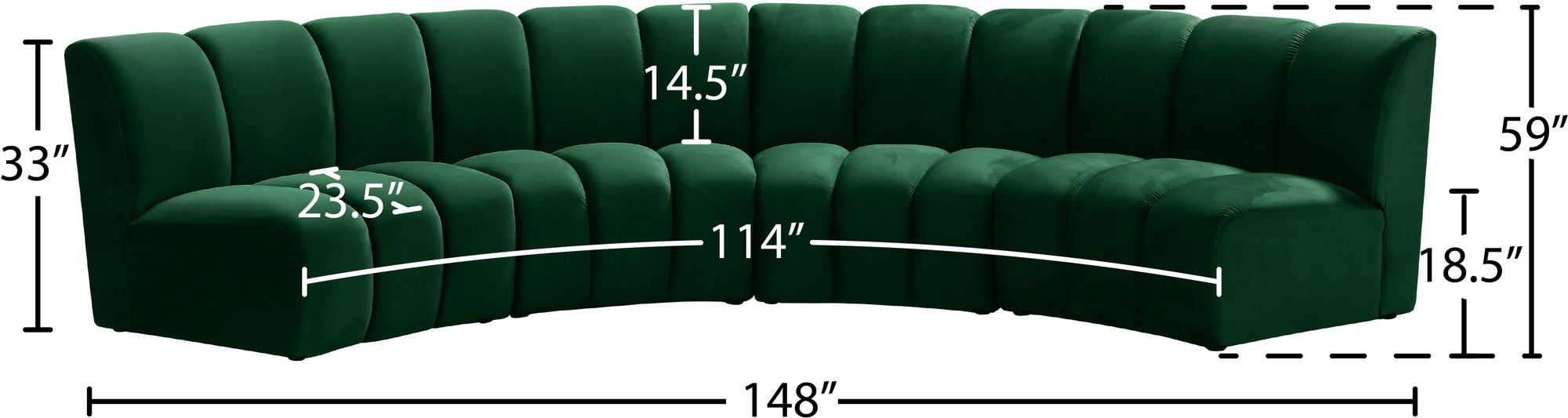 Infinity 148" 4-Piece Velvet Modular Sectional