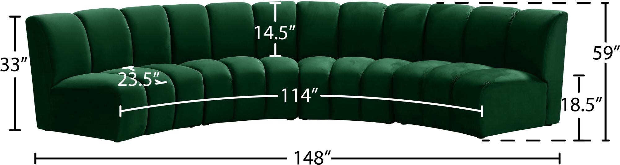 Infinity 148" 4-Piece Velvet Modular Sectional