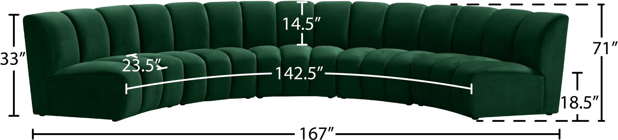 Infinity 167" 5-Piece Velvet Modular Sectional