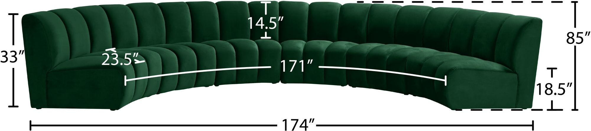 Infinity 174" 6-Piece Boucle Fabric Sectional Sofa