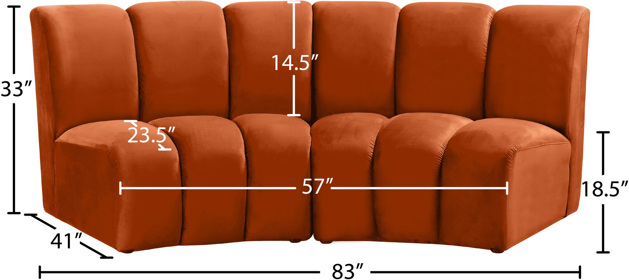 Infinity Velvet Modular Loveseat
