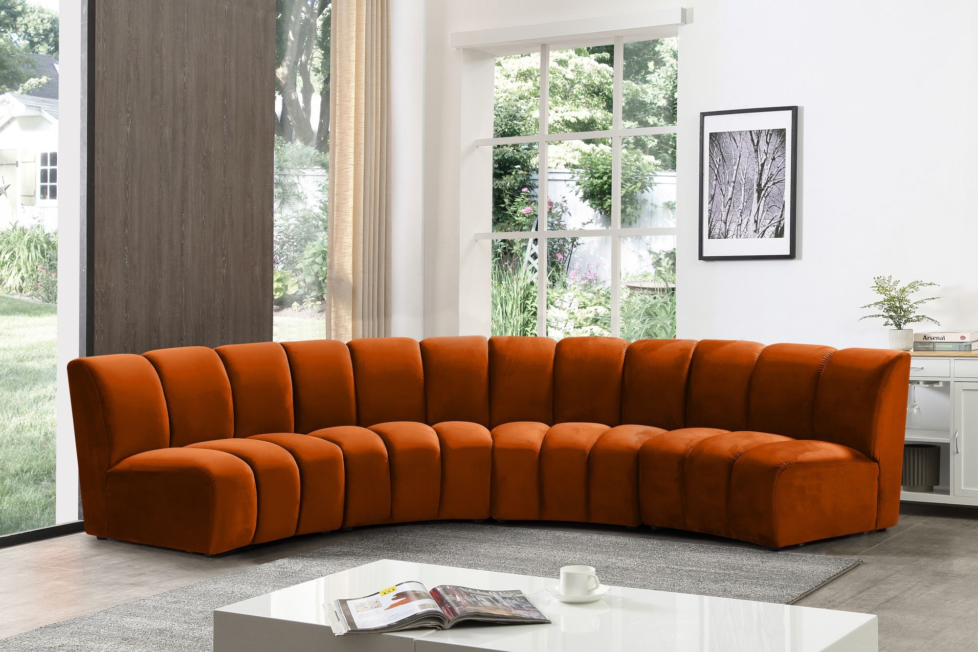 Infinity 148" 4-Piece Velvet Modular Sectional
