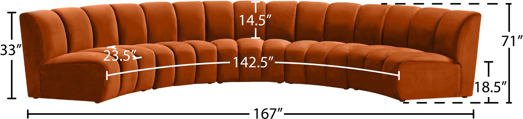 Infinity 167" 5-Piece Velvet Modular Sectional