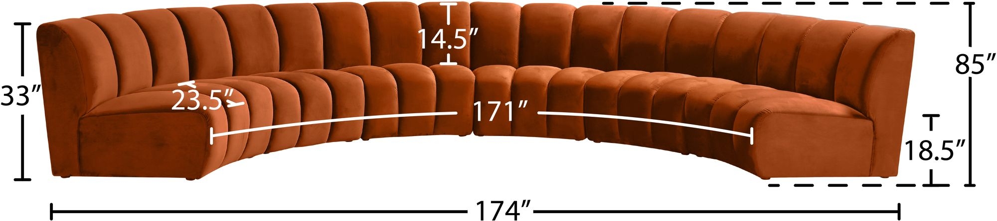 Infinity 174" 6-Piece Boucle Fabric Sectional Sofa
