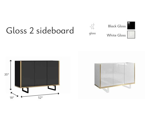Gloss 2 Wood Sideboard with 3 Doors