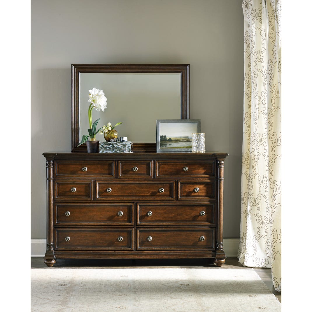 Leesburg Rectangular Mahogany Veneer/Glass Landscape Mirror