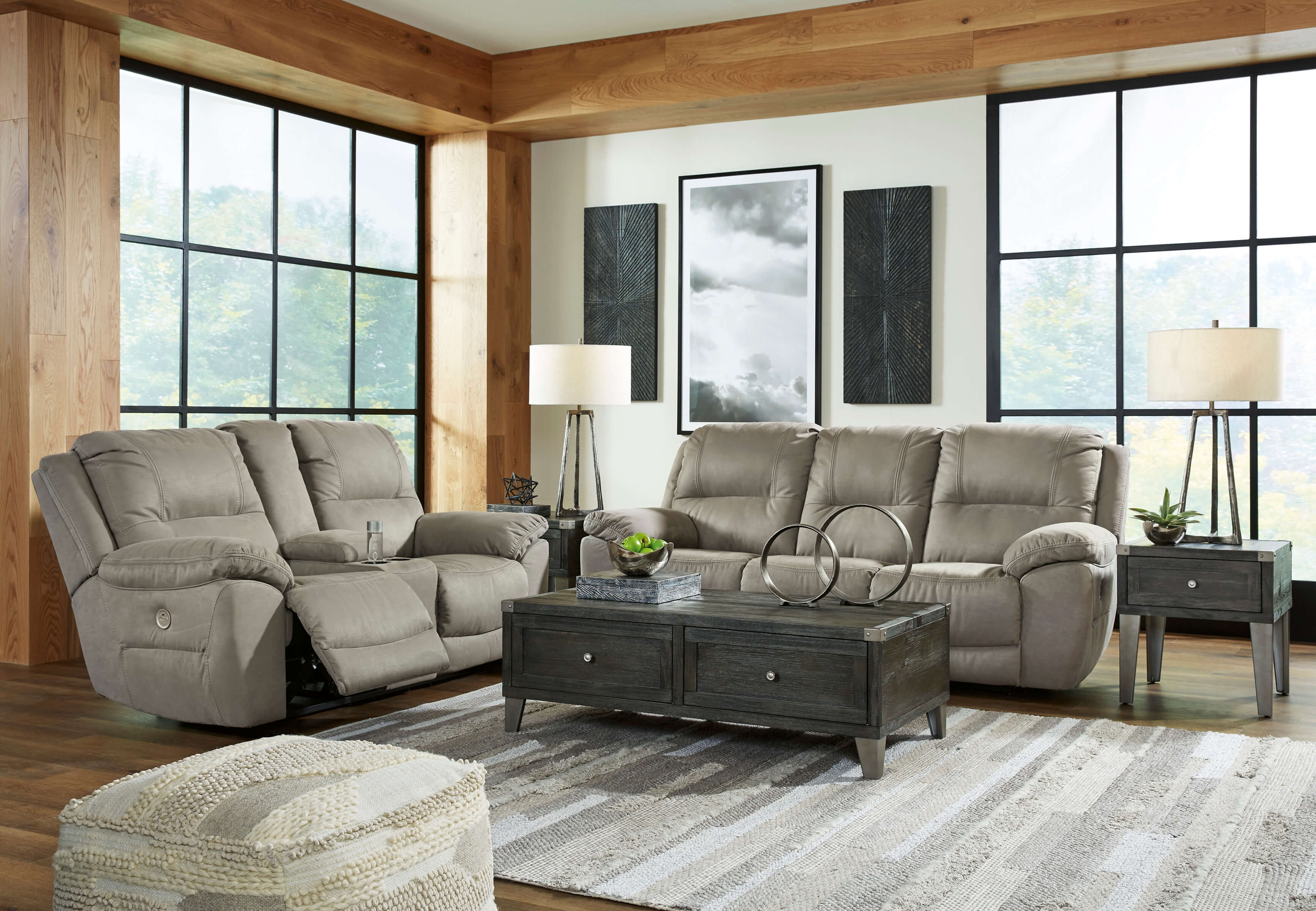 Ashley Next-Gen Gaucho Reclining Sofa, Loveseat ANd Center Table
