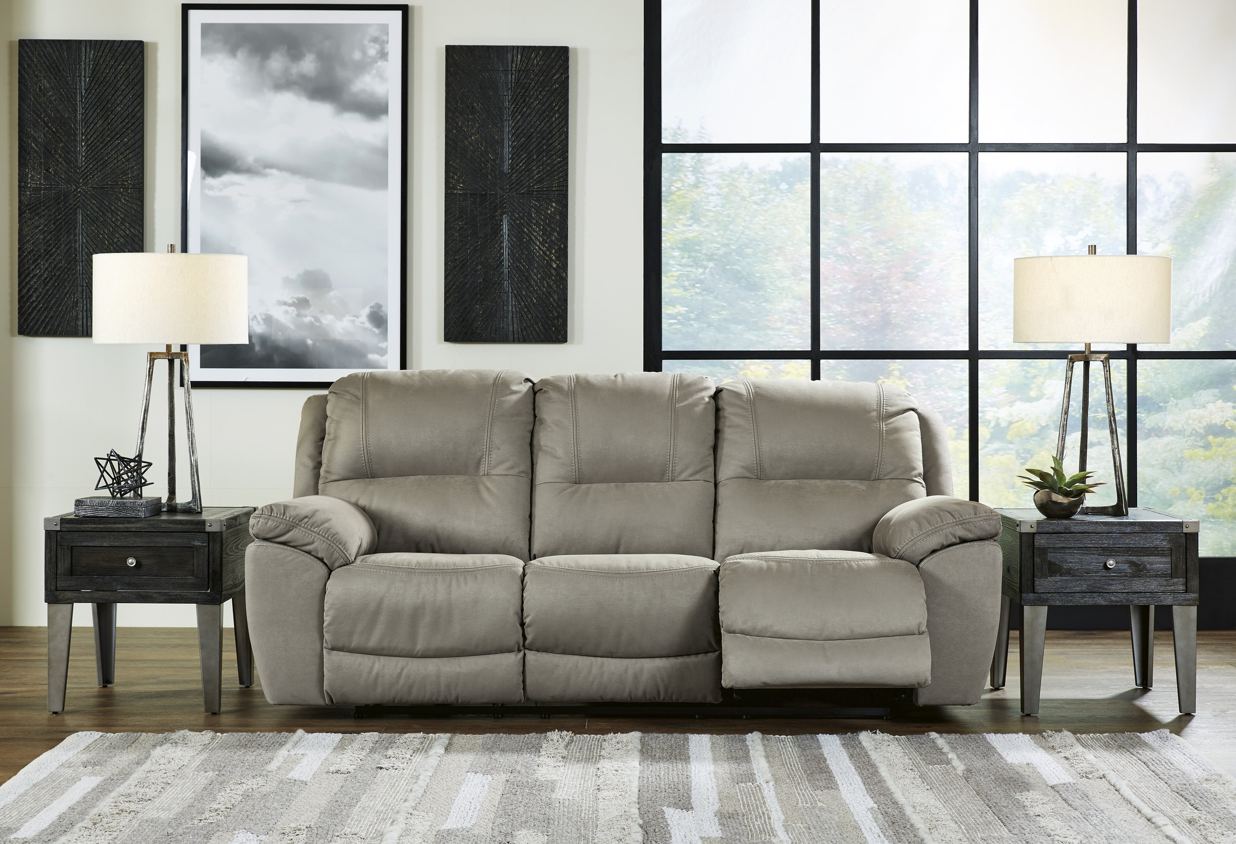 Next-Gen Gaucho Faux Nubuck Leather Reclining Living Room Set