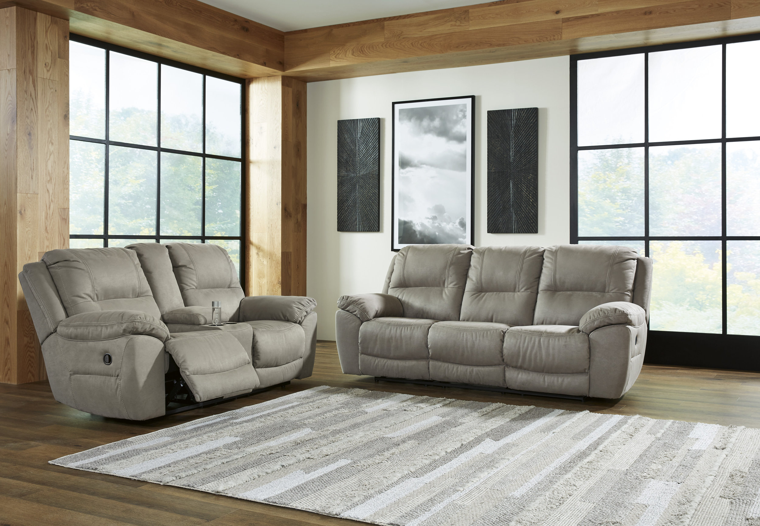 Next-Gen Gaucho Faux Nubuck Leather Reclining Loveseat w/Console