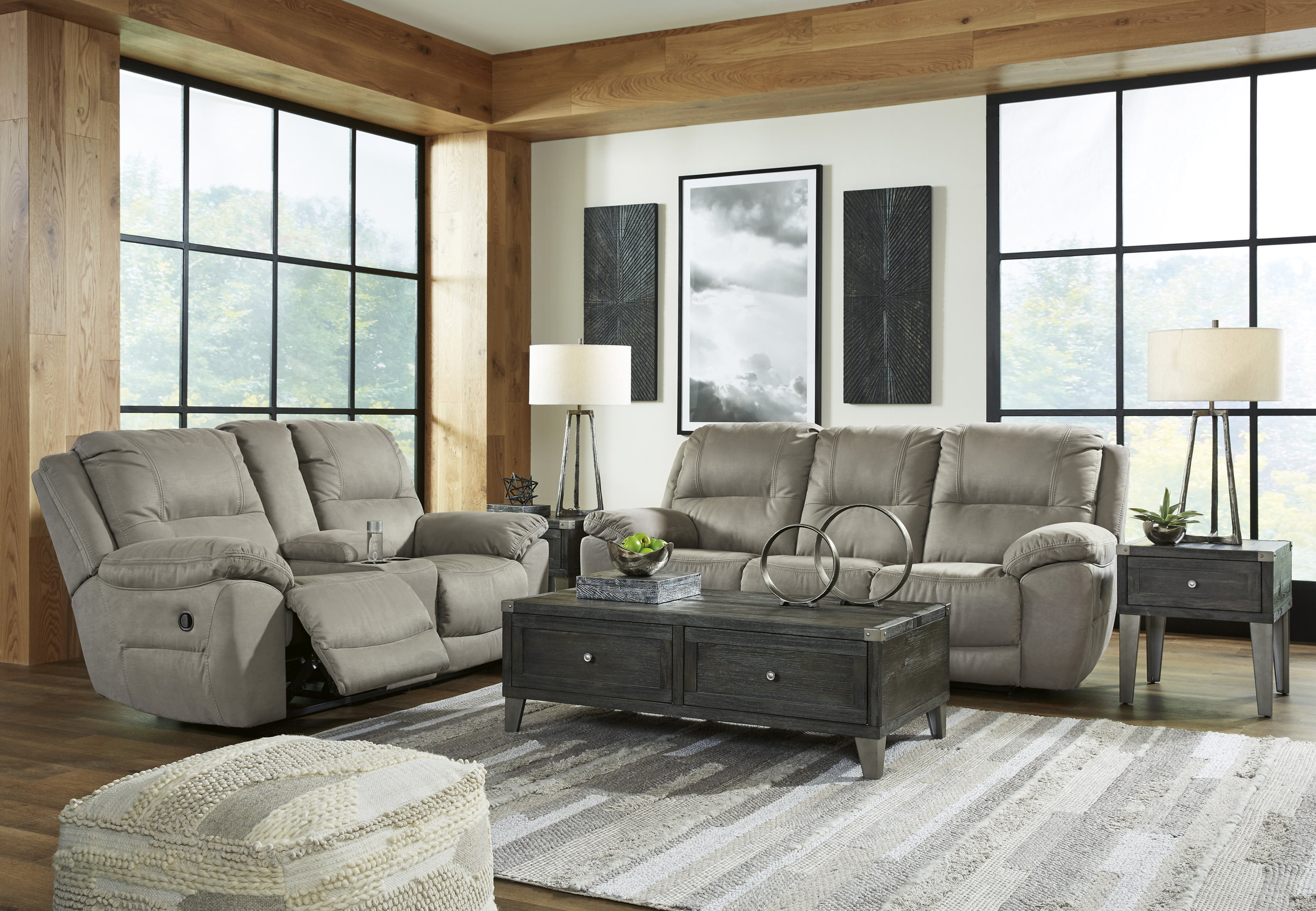 Next-Gen Gaucho Faux Nubuck Leather Reclining Loveseat w/Console