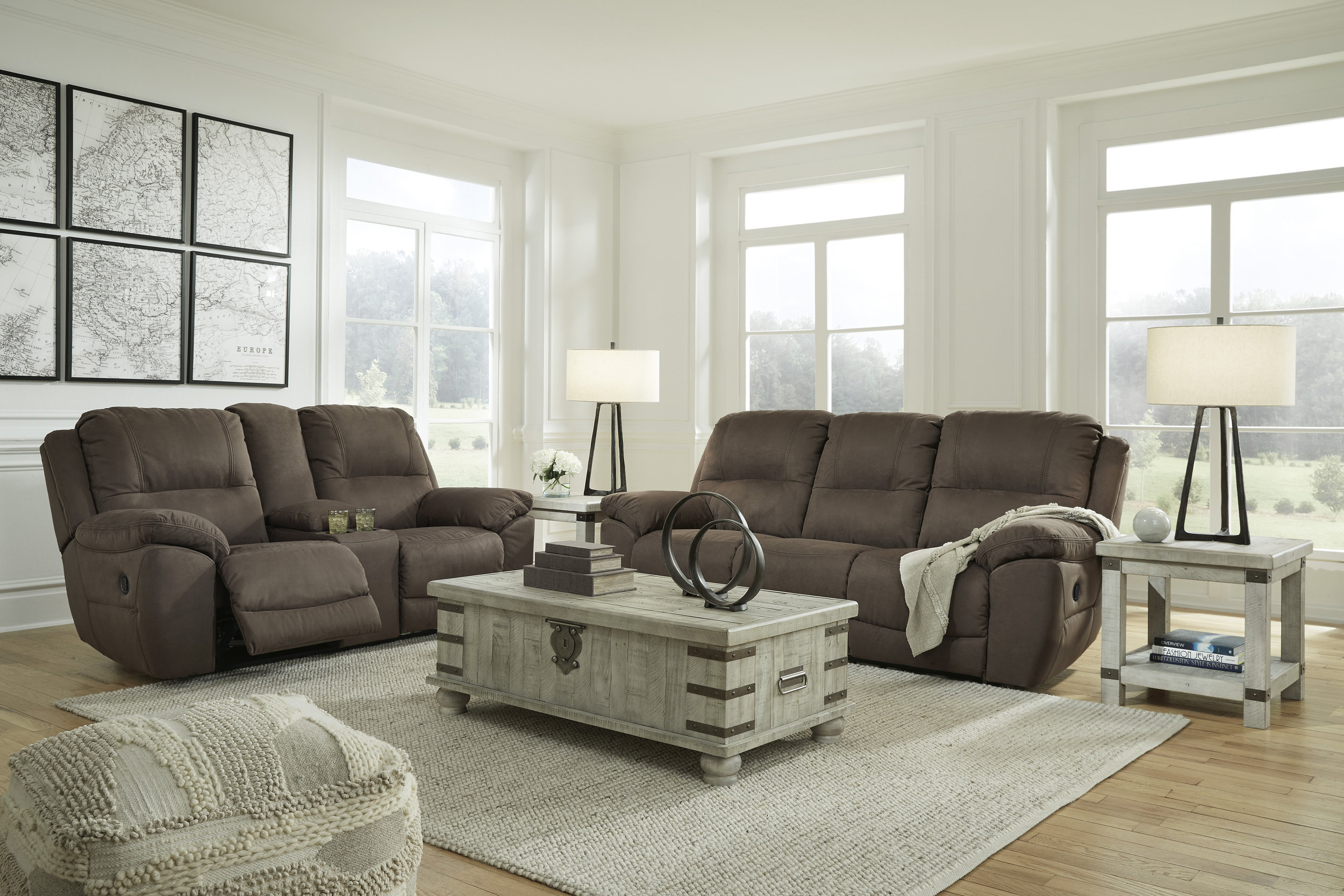 Next-Gen Gaucho Faux Nubuck Leather Reclining Living Room Set