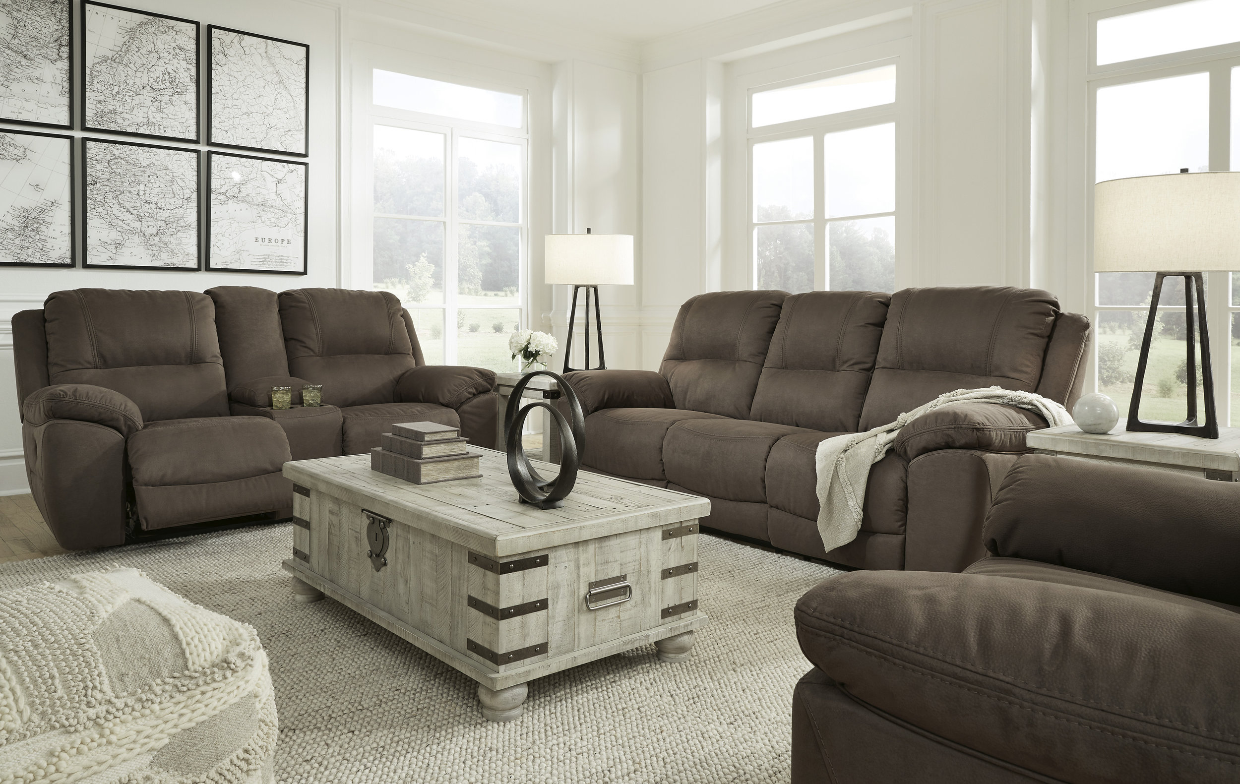 Next-Gen Gaucho Faux Nubuck Leather Reclining Living Room Set