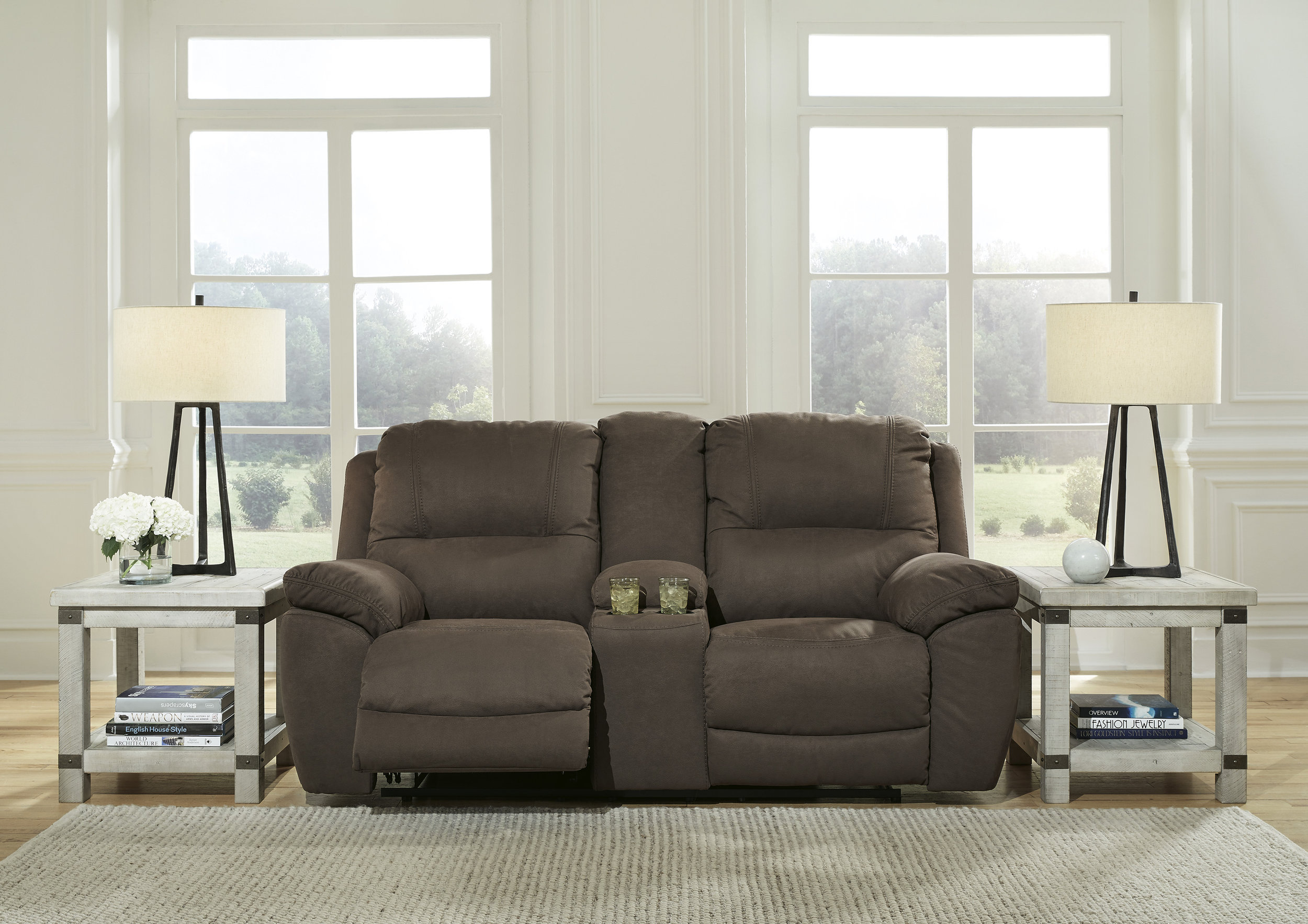 Next-Gen Gaucho Faux Nubuck Leather Reclining Living Room Set