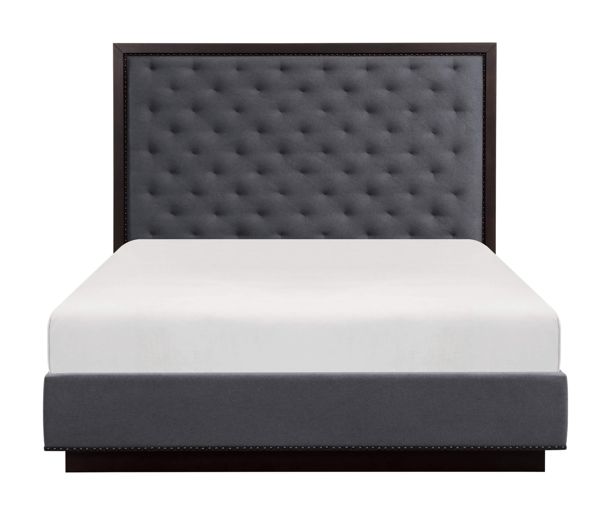 Larchmont Fabric/Wood/Wood Veneer Tufted Bed, King Size
