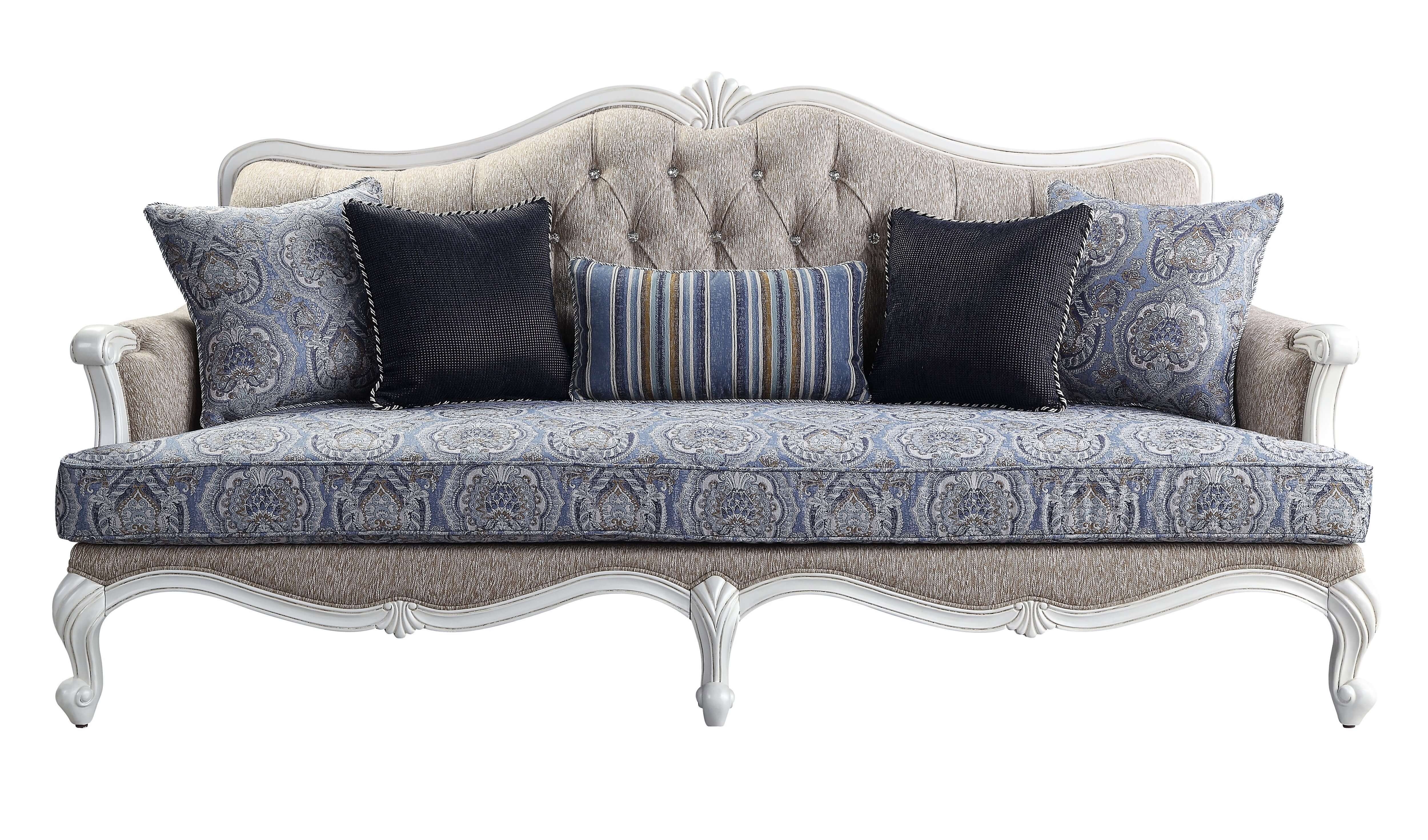 Ciddrenar - Sofa With 5 Pillows - Fabric & White
