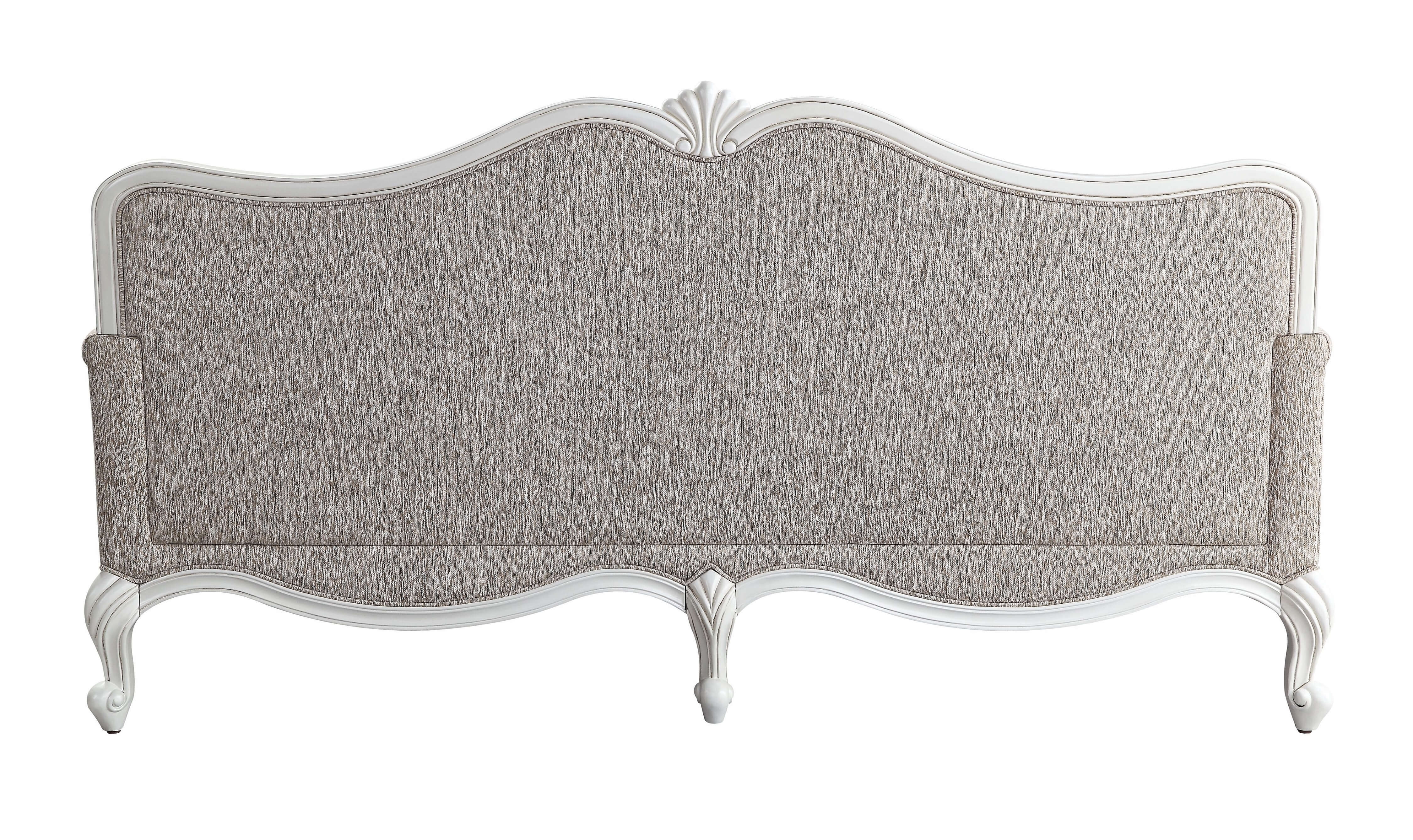 Dagny Beige and White Tufted Back Sofa