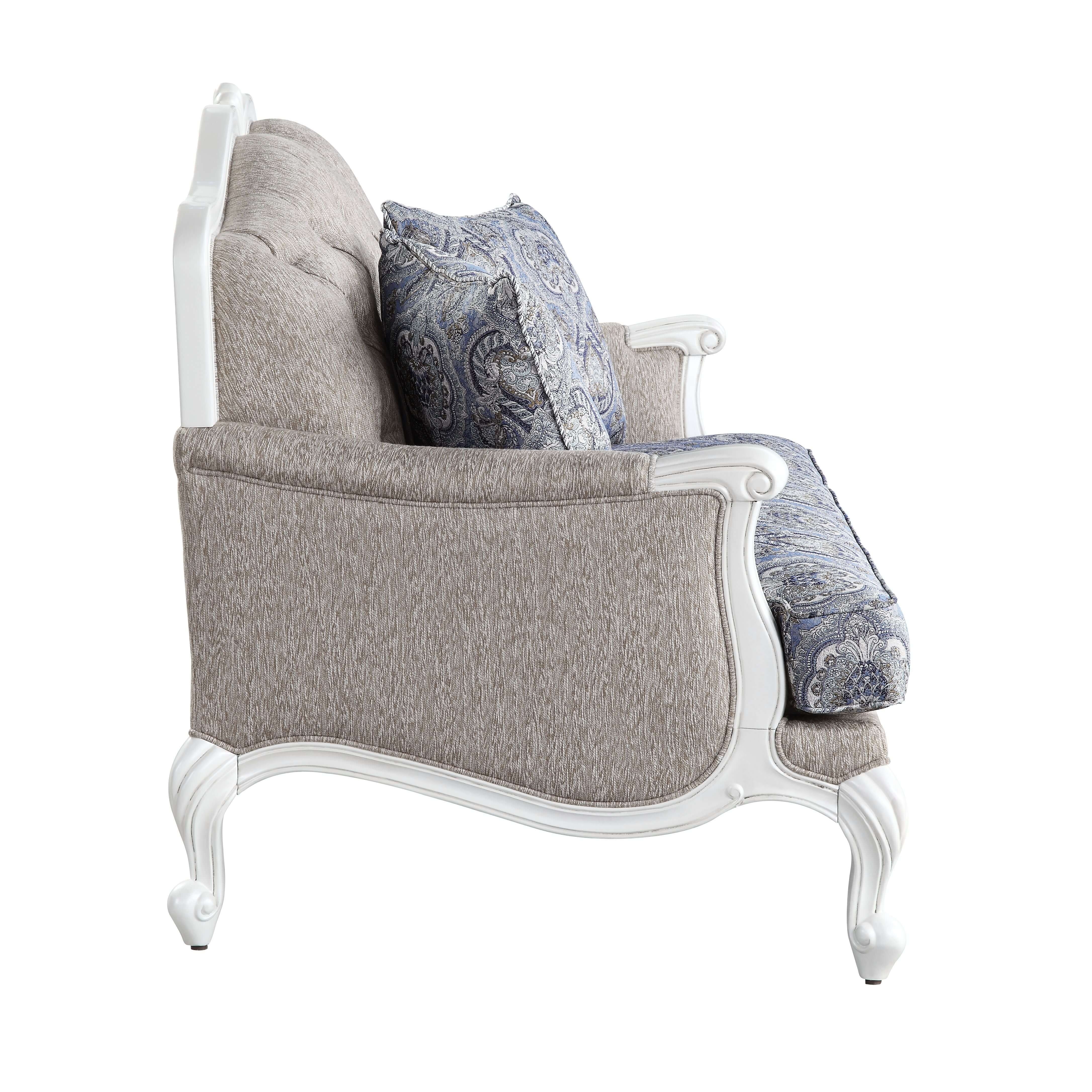 Ciddrenar Linen Fabric/Wood Loveseat w/Pillows