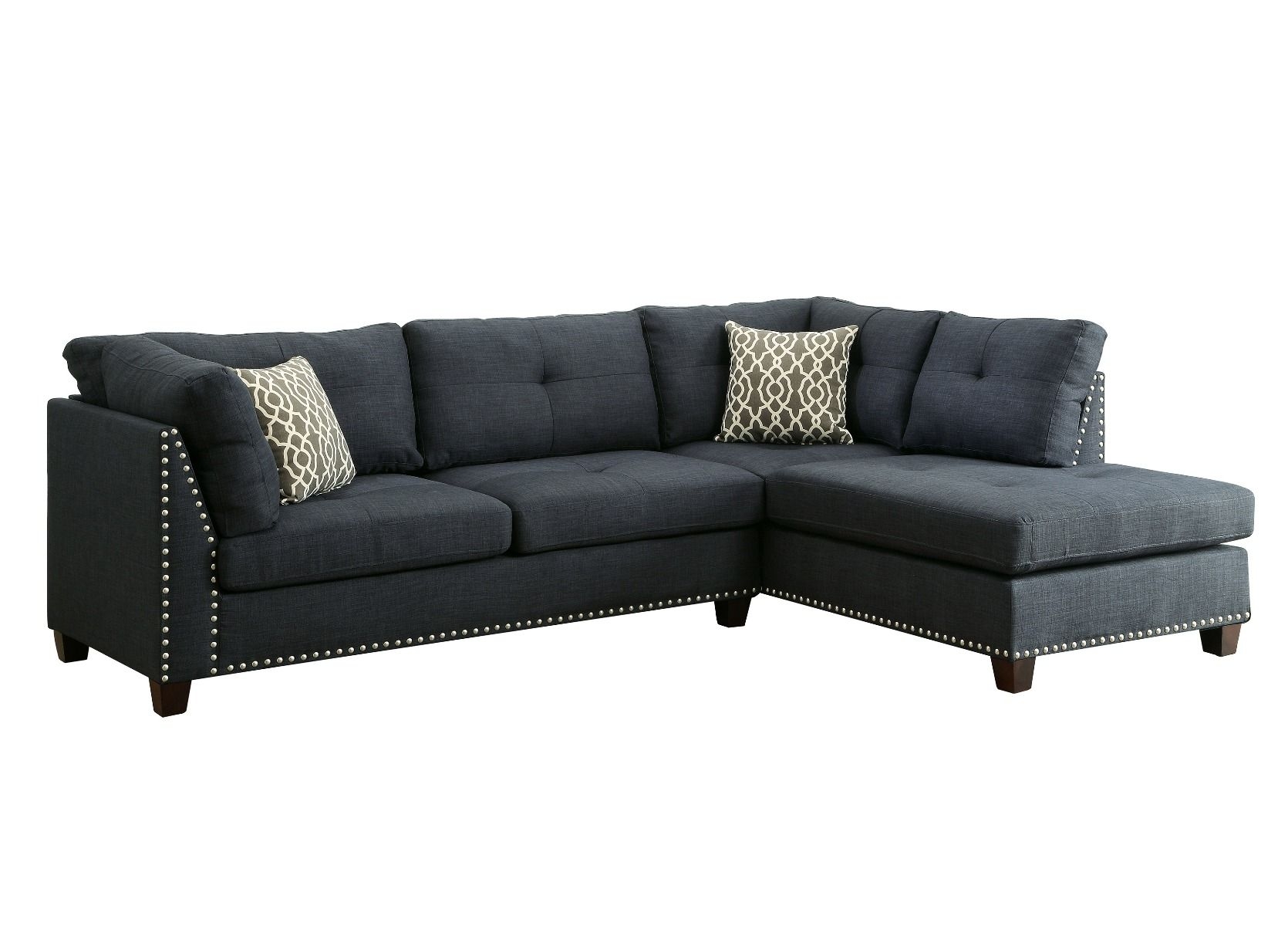 Laurissa Fabric Sectional Sofa w/Right Chaise & Ottoman