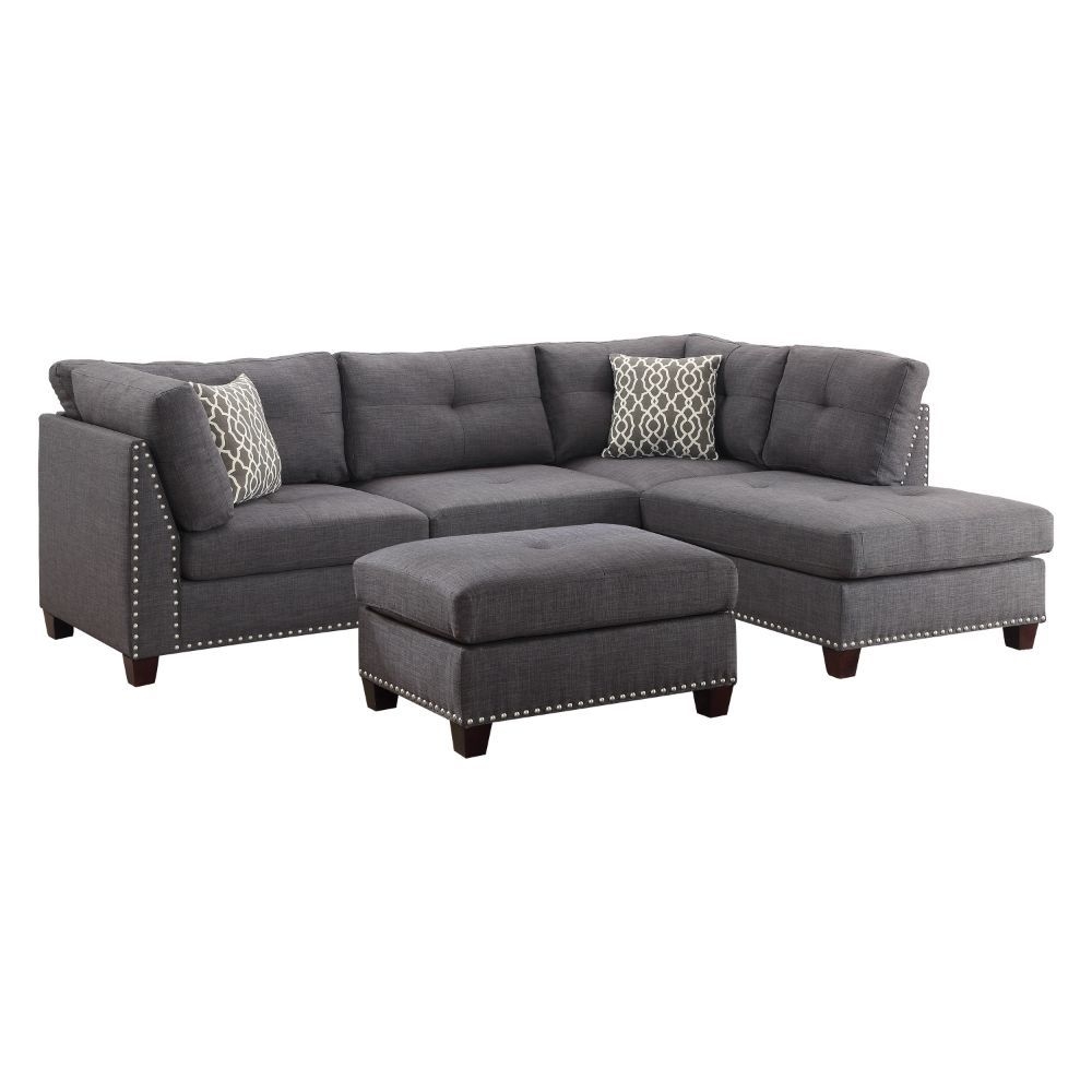 Laurissa Fabric Sectional Sofa w/Right Chaise & Ottoman