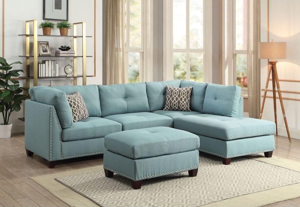 Laurissa Fabric Sectional Sofa w/Right Chaise & Ottoman