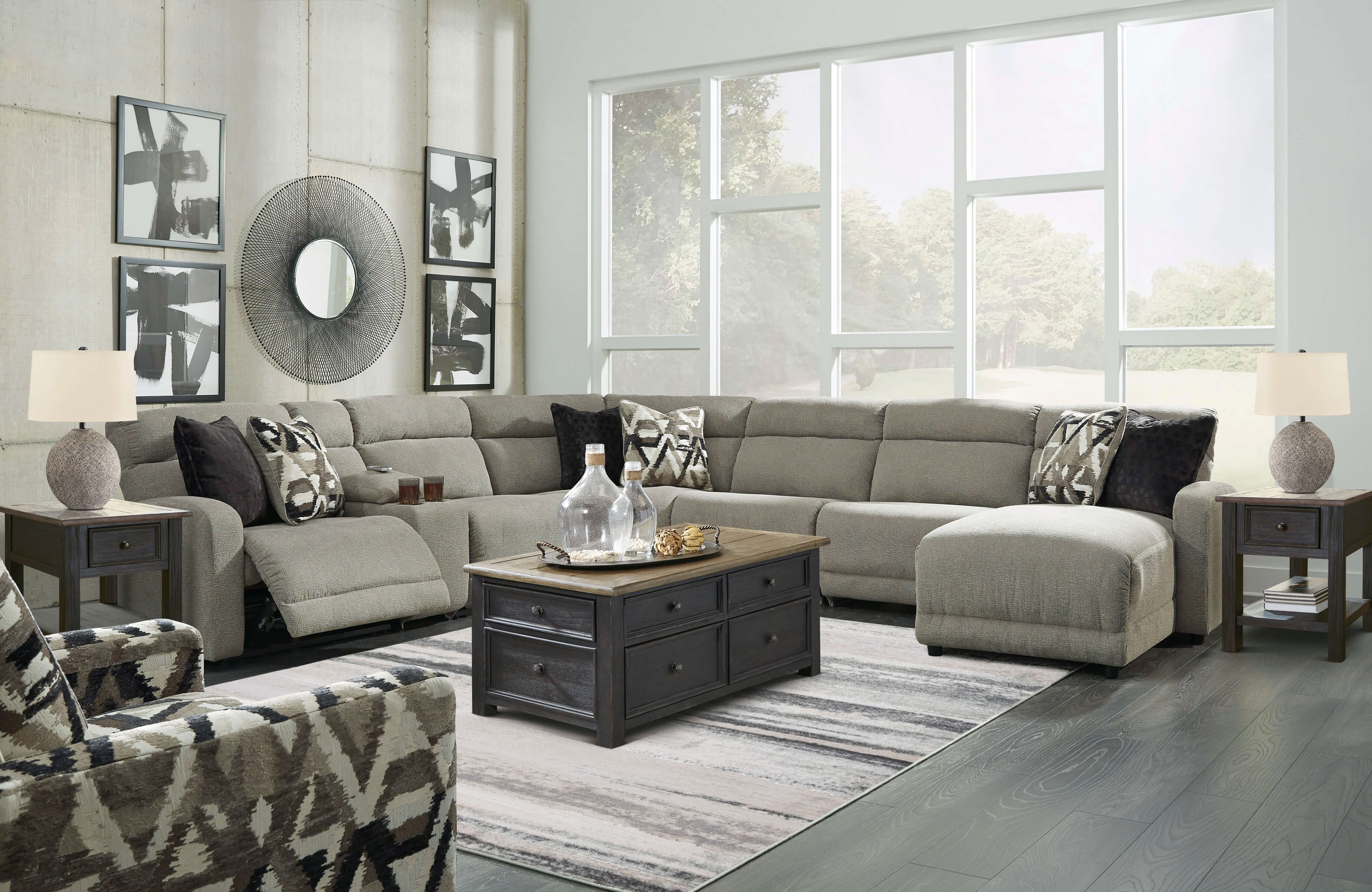 Colleyville 7-Piece Polyester Power Reclining Sectional Sofa w/Right Chaise