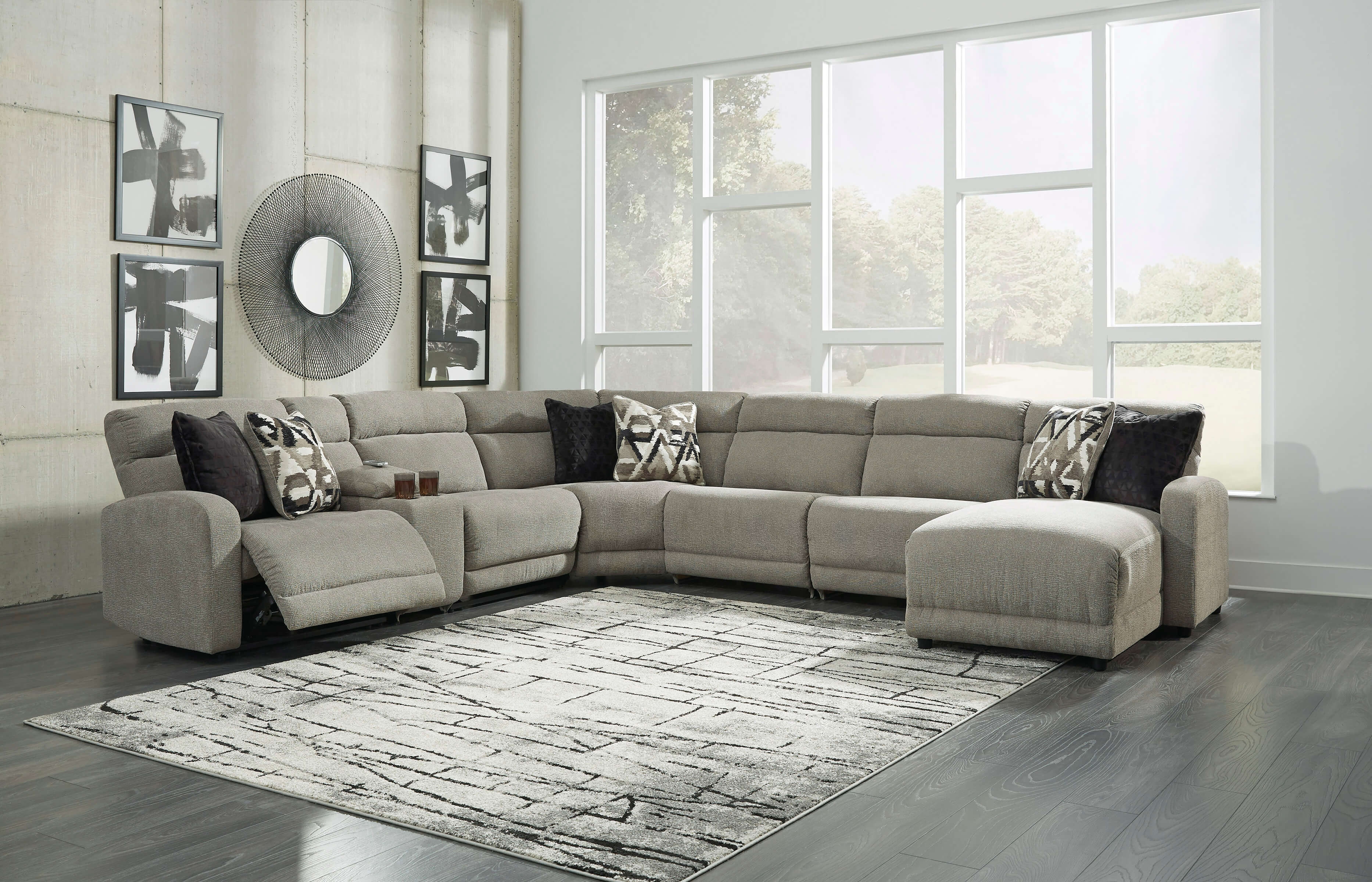 Colleyville 7-Piece Polyester Power Reclining Sectional Sofa w/Right Chaise
