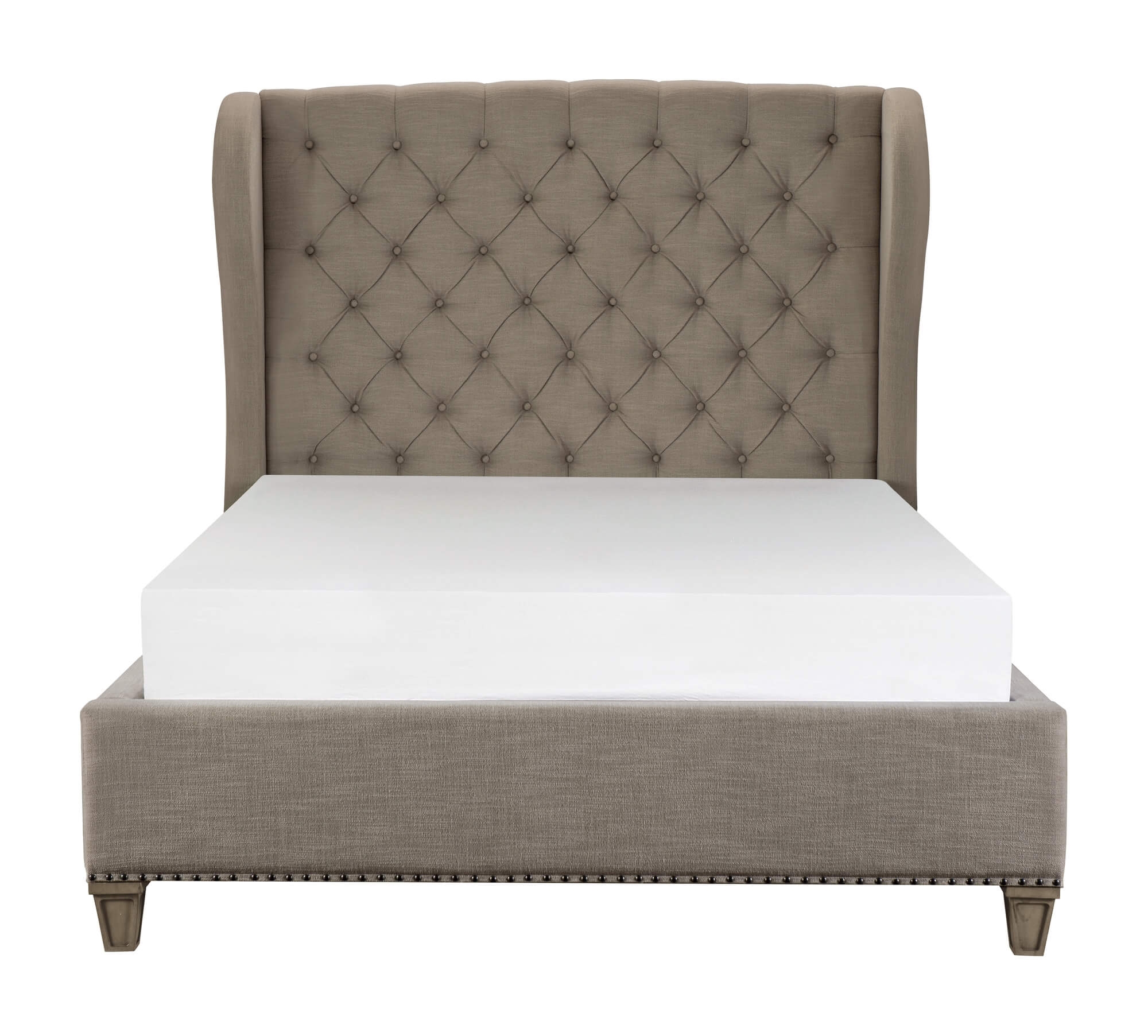 Vermillion Fabric Button-Tufted Bed, King Size