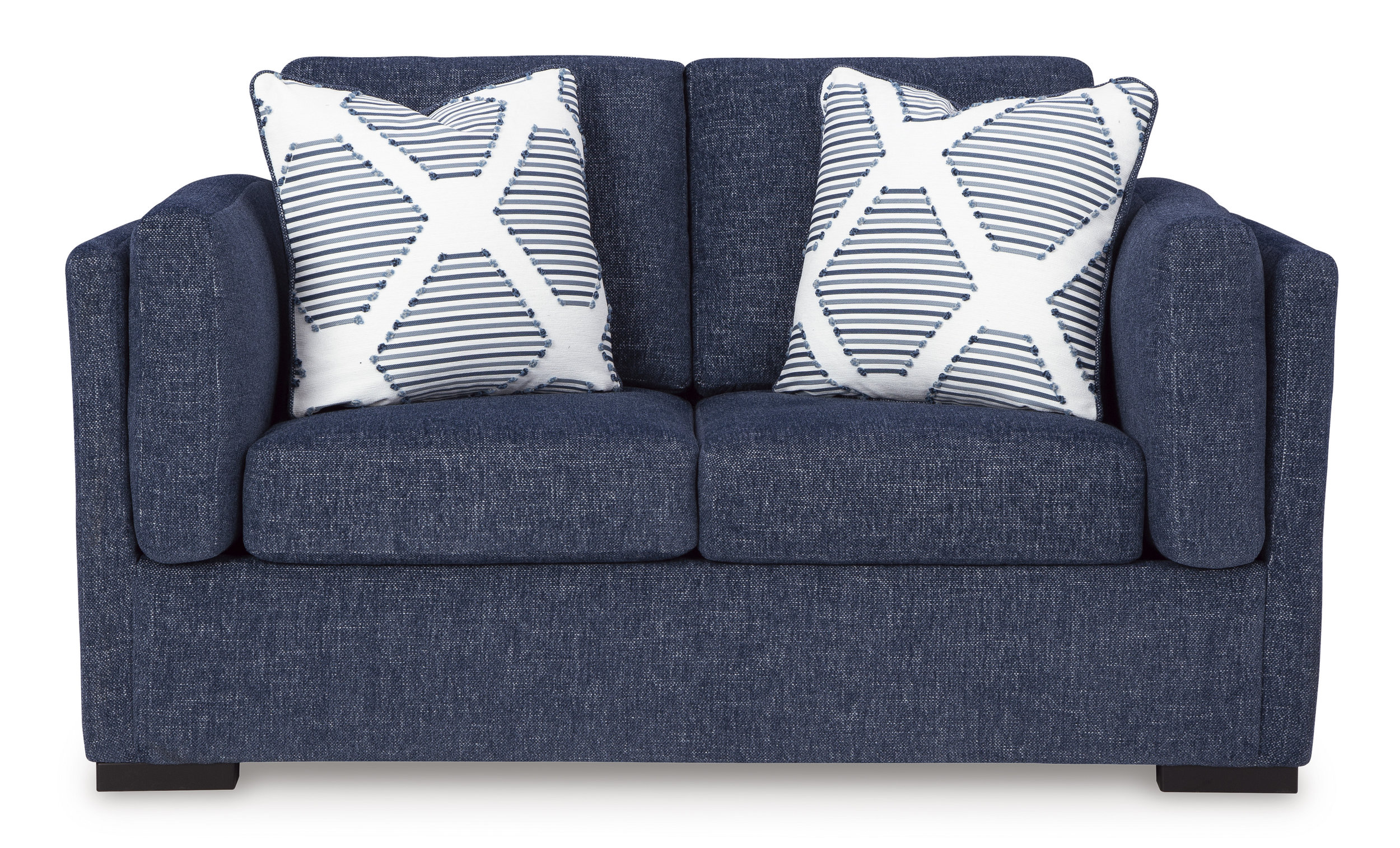 Evansley Casual Navy Loveseat | Machine-Washable Performance Fabric