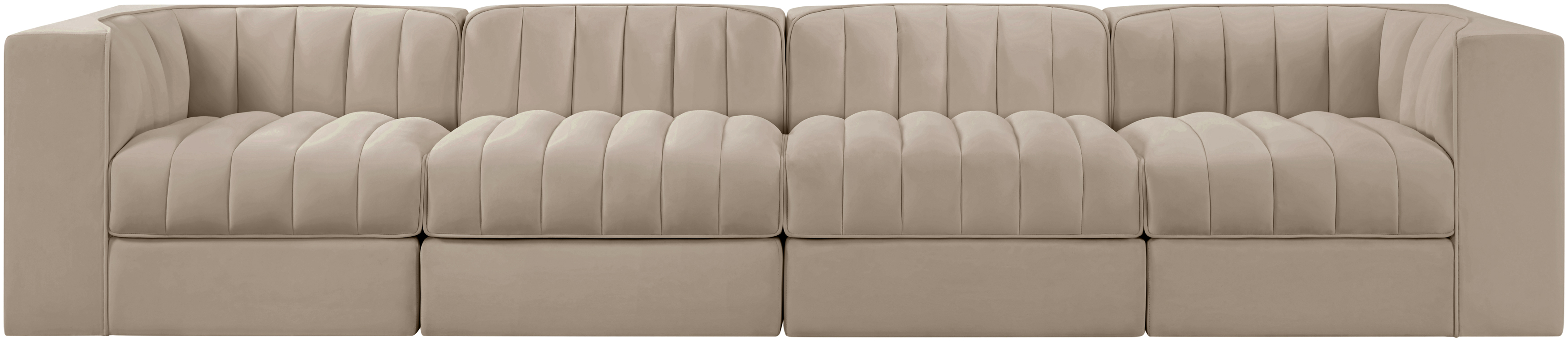Rummi 126-inch Velvet Performance Fabric Upholstered 4-Piece Modular Sofa