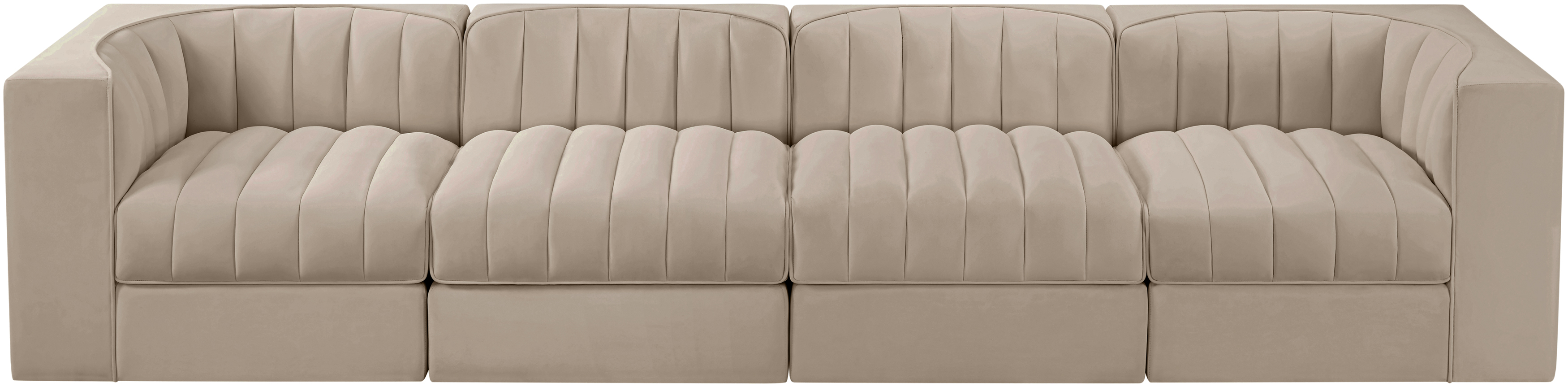 Rummi 126-inch Velvet Performance Fabric Upholstered 4-Piece Modular Sofa