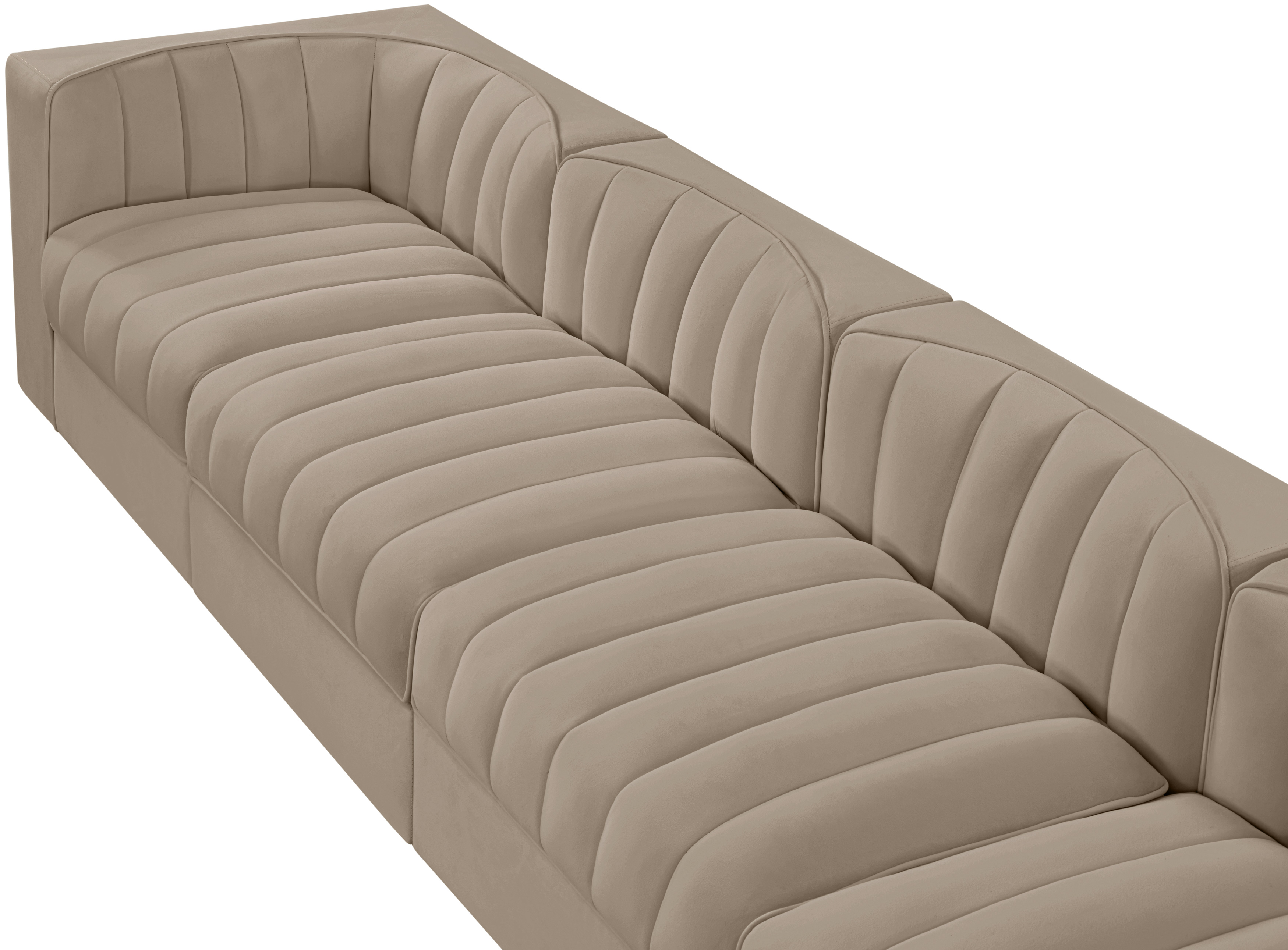 Rummi 126-inch Velvet Performance Fabric Upholstered 4-Piece Modular Sofa