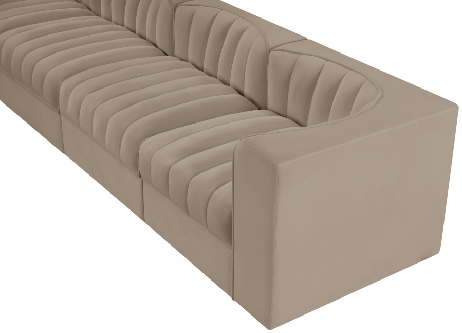 Rummi 126-inch Velvet Performance Fabric Upholstered 4-Piece Modular Sofa
